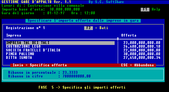 Inserimento Imprese
